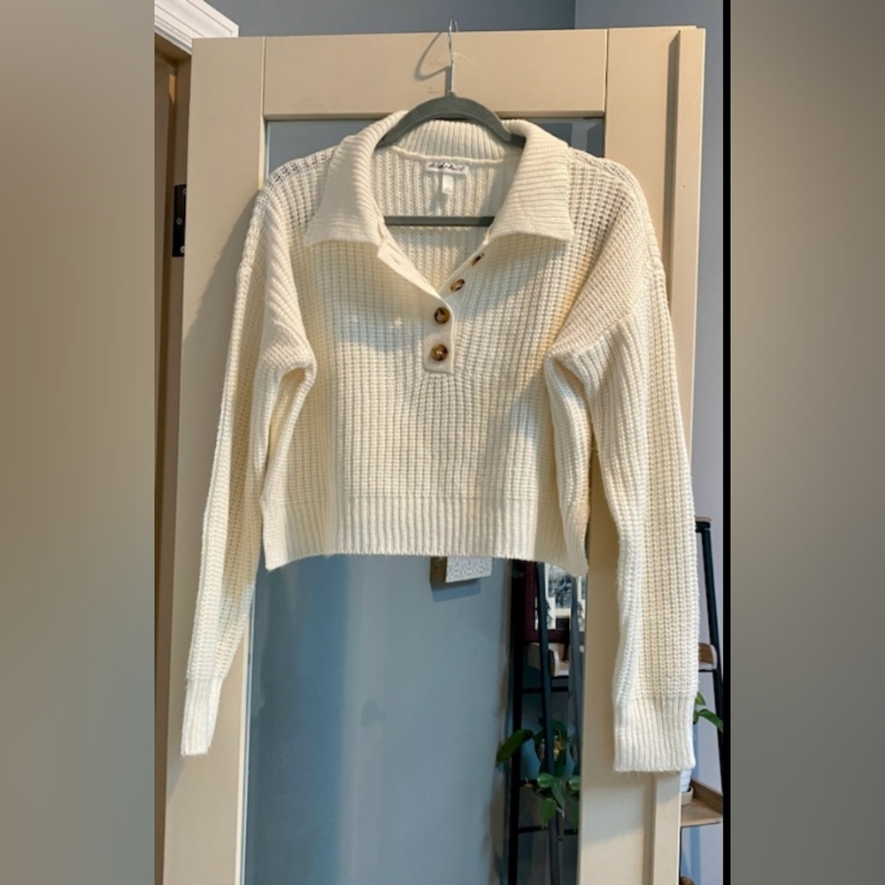 🍁Derek Heart Cream Knit Sweater